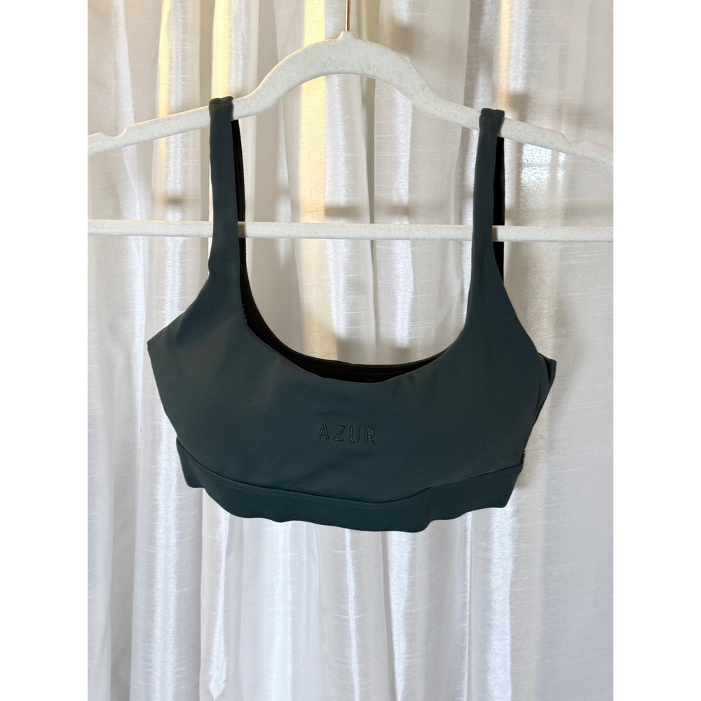 Azur Fit Sports Bra Womens Small Green Excellent Scoop Neck Activewear Gym Top